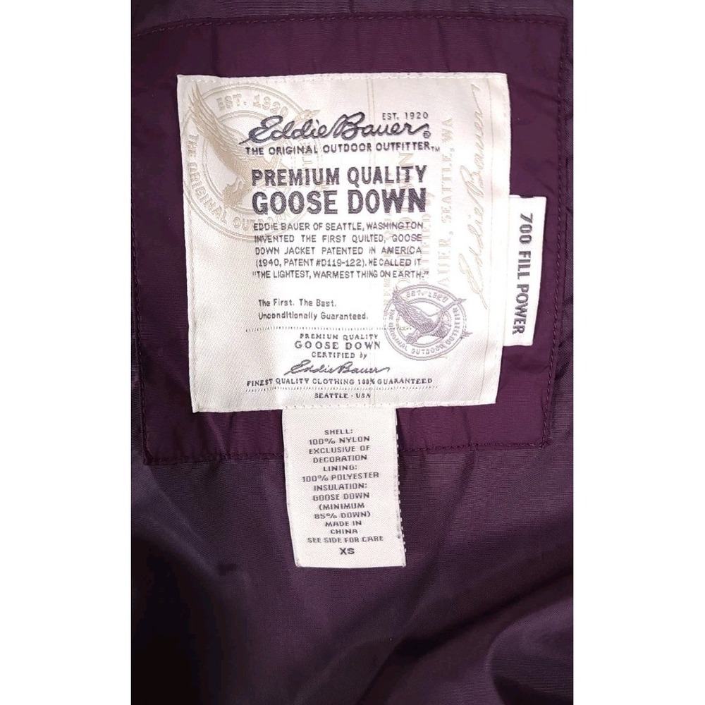 Eddie Bauer EB700 Down Vest Jacket Womens XS Purple Premium Goose Fill Puffer - Picture 7 of 9